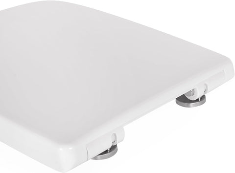 Rootz Square Soft Close Toilet Seat - Duroplastic - Antibacterial - Quick Release - 41.4-45.5cm x 36.7cm - White