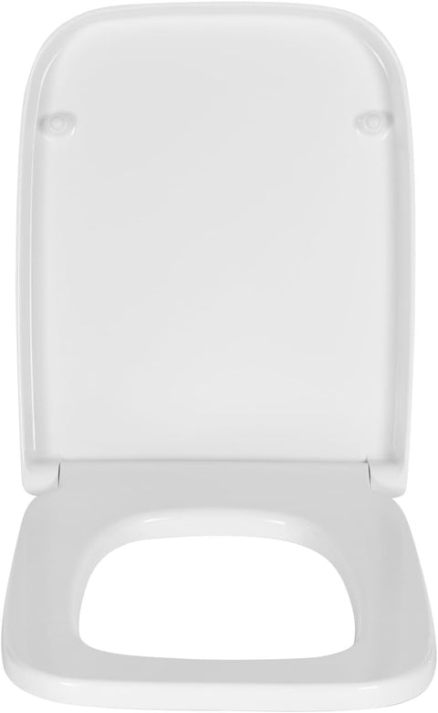 Rootz Square Soft Close Toilet Seat - Duroplastic - Antibacterial - Quick Release - 41.4-45.5cm x 36.7cm - White