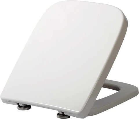 Rootz Square Soft Close Toilet Seat - Duroplastic - Antibacterial - Quick Release - 41.4-45.5cm x 36.7cm - White
