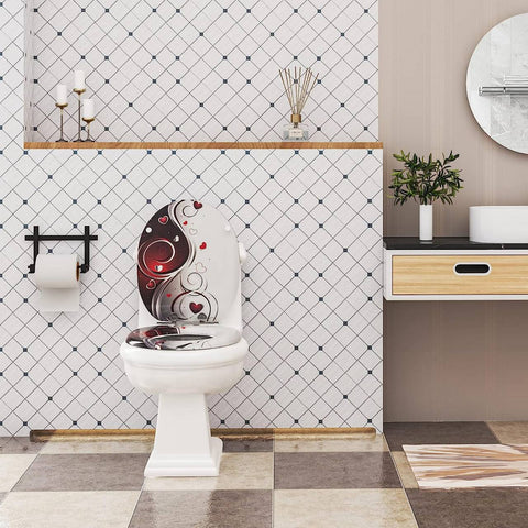 Rootz Premium Soft-Close Toilet Seat - Quiet Closing - Antibacterial Seat - Comfortable, Hygienic, Durable - MDF, Zinc Alloy, Stainless Steel - 37.8cm x 43.8cm