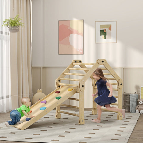 Rootz 3-in-1 Indoor Climbing Frame - Montessori Play Set - Foldable Climbing Triangle - Promotes Motor Skills - 175cm x 70cm x 89cm