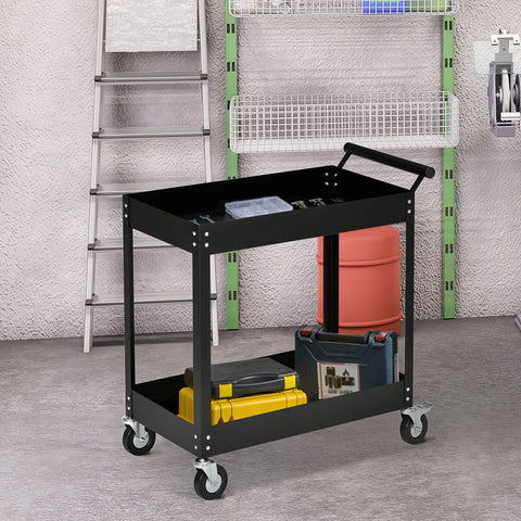 Rootz Workshop Trolley - Wheelbarrow - Tool Cart - 150 kg Capacity - 84.5 x 38 x 84 cm - Steel 4 Wheels