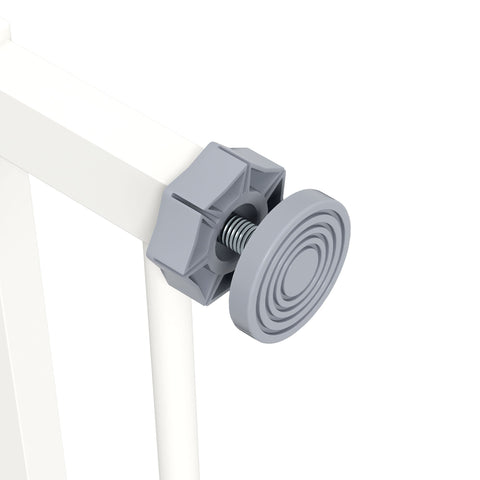 Rootz Dog Door Gate Barrier - Pet Gate - Safety Gate - Metal & Plastic, Easy Access, 68W x 77H cm, White