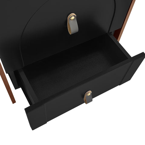 Rootz Dressing Table Set - Vanity Table - Makeup Table - LED Lighting - 50×40×115.6 cm - Elegant Design - Black+Brown