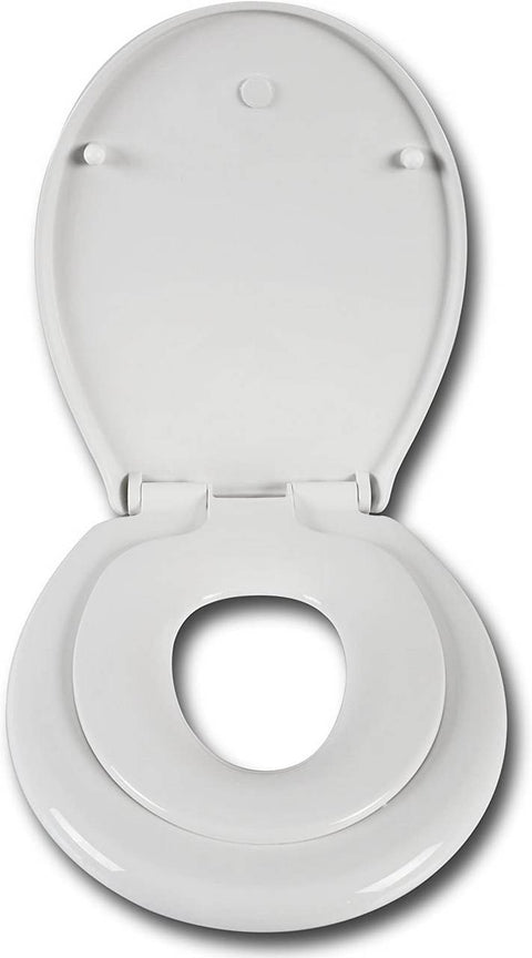 Rootz Premium Toilet Seat with Integrated Child Seat - Family Toilet Seat - Toddler Training Seat - Soft-Close Mechanism - Easy Clean - Quick Installation - 37.8cm x 43.8cm