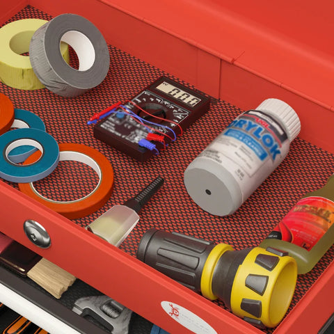 Rootz Gereedschapskist - Gereedschapswagen - Inclusief Slot - 2 Sleutels - Staal - Garages - Werkplaatsen - Magazijnen - Rood -45 cm x 24,5 cm x 32,5 cm