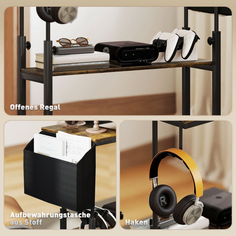 Rootz Height Adjustable Standing Desk - Tilting Table - Mobile Office Desk - Comfort & Storage - 92cm x 40cm x 67.5-104cm