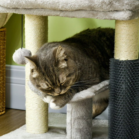 Rootz Cat Tree Scratching Post - Play Tower - Cat Activity Center - Sisal Trunk - 48cm High - Grey