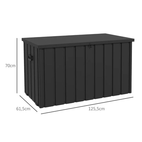 Rootz Storage Box - Garden Chest - Garden Box - 450l Storage Space - 2 Wheels - Steel Frame - Dark Gray - 125x61x70 cm
