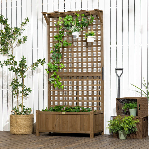 Rootz Raised Bed with Trellis - Plant Box - Flower Bed - Weatherproof Wood - 90 x 45 x 183 cm - Optimal Garden Protection