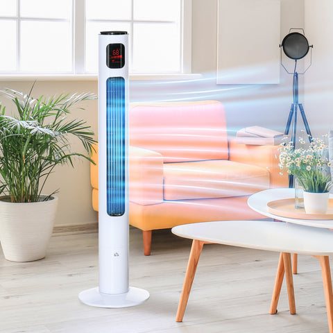 Rootz Column Fan - Tower Fan - Oscillation Fans - Energy Saving - 31.5cm x 31.5cm x 117cm - Remote Control Included