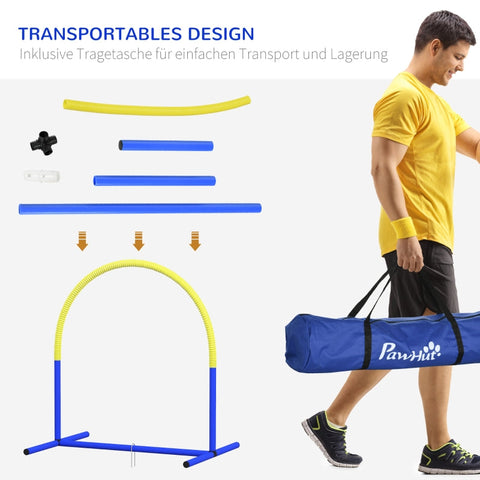 Rootz Dog Agility Set - Canine Fitness Kit - Pet Training Gear - Obstacle Course - Portable - Blue+Yellow - 88cm x 64cm x 95cm