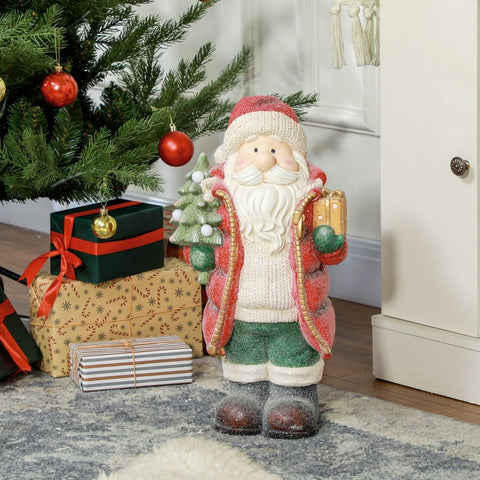 Rootz Santa Claus Christmas Decoration - Holiday Decor - LED Lights - Battery Operated - Festive Atmosphere - 26.5cm x 21cm x 50cm