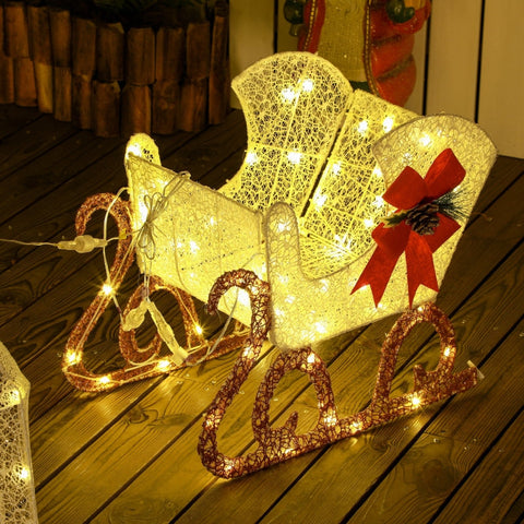 Rootz Reindeer and Sleigh Garden Decor - LED Christmas Lights - Festive Decoration - IP44 Water Resistant - 50cm x 29cm x 42cm