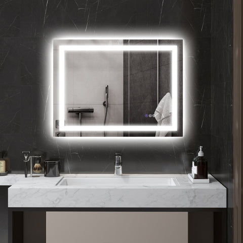 Rootz LED Bathroom Mirror - Wall Mounted Vanity Mirror - Makeup Mirror - Adjustable Lighting - Anti-Fog Technology - 80cm x 60cm x 4cm