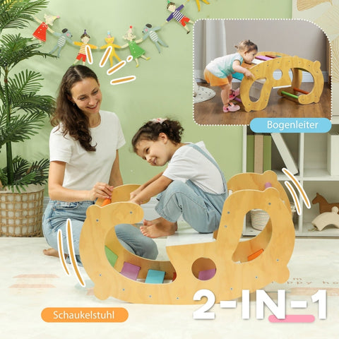 Rootz Climbing Frame - Pikler Arch Ladder - Rocking Chair - Versatile Indoor Play - 91cm x 41cm x 48cm