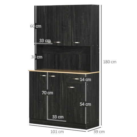 Rootz Kitchen Buffet Cabinet - Kitchen Storage - Pantry Cabinet - Modern Style - 101L x 39W x 180H cm