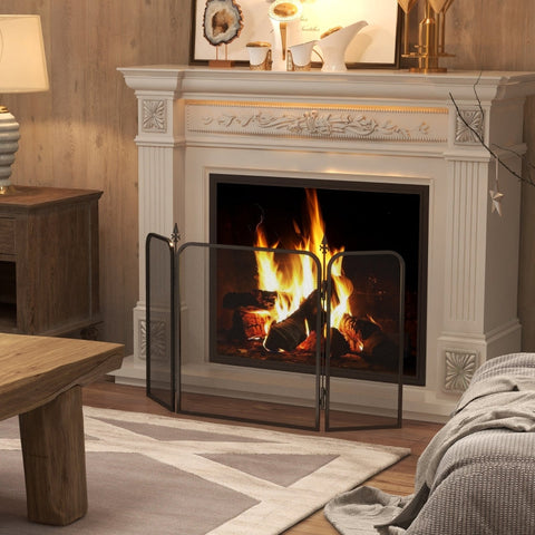 Rootz Fireplace Spark Guard - Fire Screen - Hearth Protector - Ensures Safety - 96W x 1.3D x 56H cm