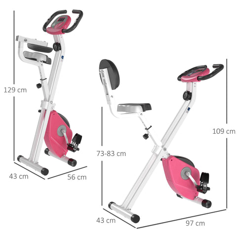 Rootz Foldable Exercise Bike - Compact Fitness Bike - Magnetic Bike - Adjustable Saddle/Backrest - 43cm x 97cm x 109cm