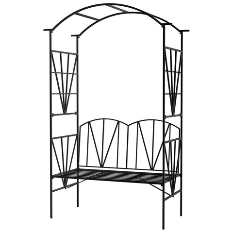 Rootz Garden Arch 2-Seat Bench - Rose Arch - Climbing Plant Support - Adds Style & Functionality - 115cm x 54cm x 203cm