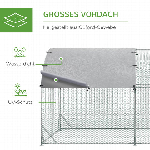 Rootz Small Animal Enclosure - Chicken Run - Outdoor Pen - Sturdy Construction - 280cm x 380cm x 197cm