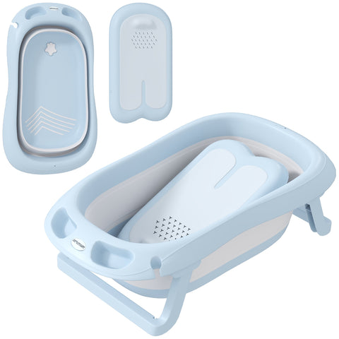 Rootz Baby Bath Tub - Foldable - Non-Slip Baby Bath - Safe Materials - 83L x 48W x 23.5H cm - Blue - Ideal for Easy Storage & Transport
