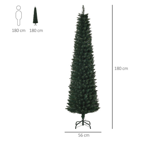 Rootz Christmas Tree - Lifelike - Slim Design - Easy Assembly - 180cm Height - Ø56x180 cm - Realistic 380 Branches - Sturdy Steel Base
