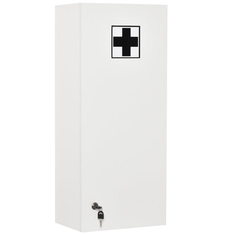 Rootz Medicijnkastje - Wandkast - Verstelbare Plank - EHBO - Kruisafsluitbaar - Badkamer - Keuken - Hal - Wit - 30 x 20 x 70 cm