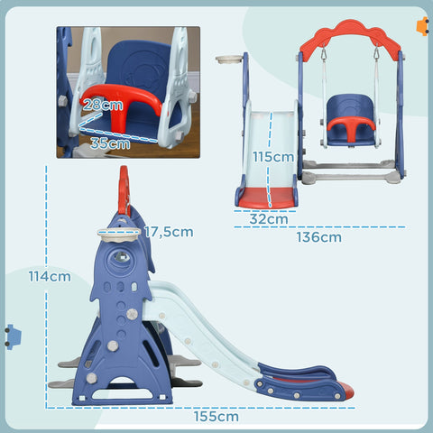 Rootz Playground Set with Slide - Swing Set - Toddler Activity - HDPE Durability - 155L x 136W x 114H cm