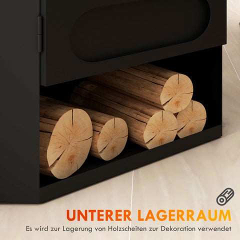 Rootz Ethanol Fireplace - Free-Standing - Bioethanol Heater - 3h Burning Time - Up to 25 m² - Compartment for Firewood - 43cm x 25cm x 68cm - Steel & Stainless Steel