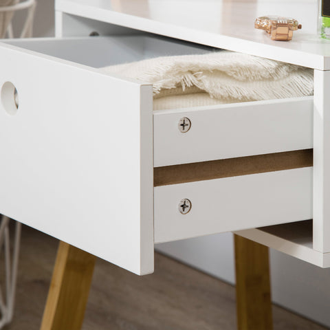 Rootz Freestanding Mirror with Drawer - Dressing Mirror - Storage Mirror - Bamboo MDF - 45L x 30W x 160H cm