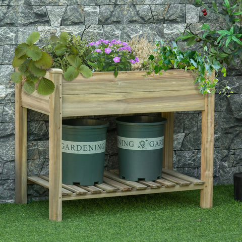 Rootz Raised Wooden Planter - Garden Bed - Wooden Flower Box - Back-Friendly Design - 91L x 51W x 76H cm
