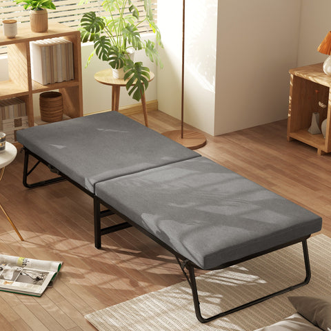 Rootz Folding Bed - Guest Bed - Adjustable Sleeper - Comfort Mattress - 190x70cm - 4 Wheels for Easy Mobility