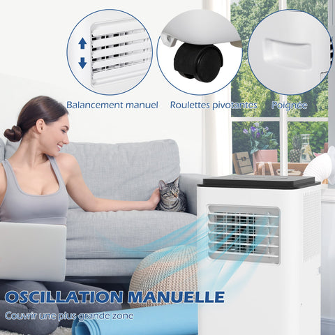 Rootz Portable Air Conditioner - Cooling Unit - Fan - Dehumidifier - Remote Control - 10000 BTU - 33cm x 28cm x 70.4cm