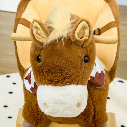 Rootz Rocking Horse - Rocking Animal - Toddler Ride-On - Safety Belt - 60L x 33W x 50H cm - Plush Cover - Neighing Function