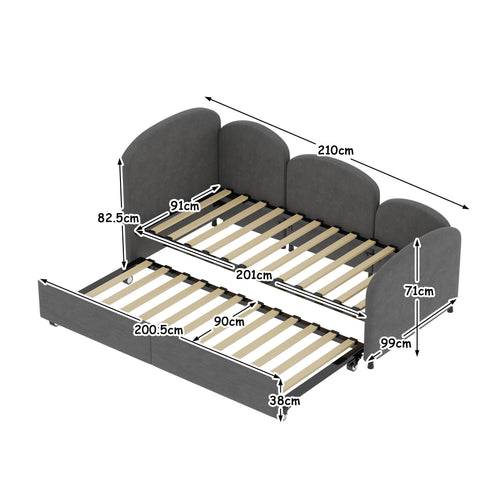 Rootz Sofa Bed with Drawers - Twin Size Upholstered - Velvet Sofa - Extra Storage - 210cm x 99cm x 82.5cm