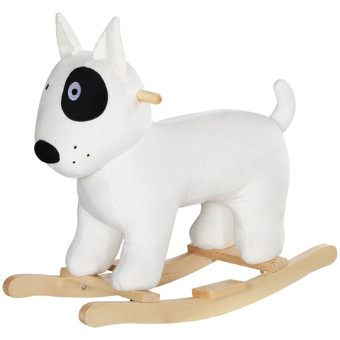 Rootz Rocking Horse - Dog Rocker - Plush Ride-On - Safe Wooden Base - 67cm x 32.5cm x 60cm