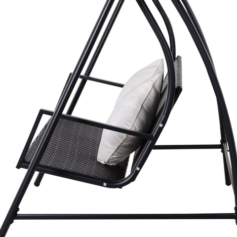 Rootz 3-Seater Hollywood Swing - Porch Swing - Garden Swing - Weather-Resistant Polyrattan - Holds up to 360kg - 198W x 124D x 179H cm