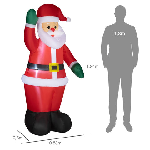 Rootz Inflatable Santa Claus Christmas Decoration - LED Lights - Joyful Holiday Atmosphere - 88cm x 60cm x 184cm