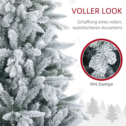 Rootz Artificial Christmas Tree - Snow Covered Xmas Tree - Lifelike Branches - Flame-Retardant - Ø110cm x 180cm