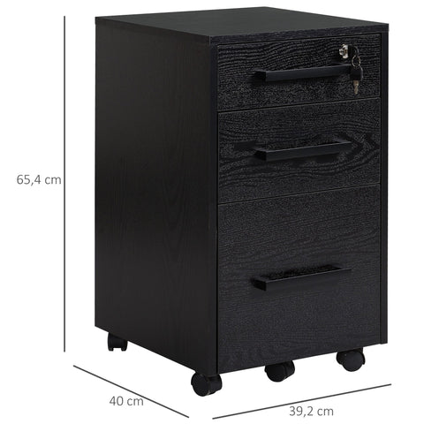 Rootz Office Storage Cabinet - Filing Cabinet - Mobile Office Storage - Lockable Drawer - 39.2L x 40W x 65.4H cm - Perfect Organization Solution