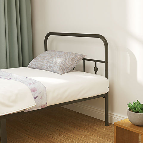 Rootz Metal Single Bed Frame - Black Bedstead - Quiet Frame - Easy Assembly - 206.9cm x 91.8cm x 82.5cm - 32cm Storage Space