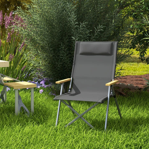Rootz Campingstoel - Draagtas - Klapstoel - Weerbestendig - Buitenstoel - Weerbestendig - 600d Oxford Stof - Aluminium - Donkergrijs - 74L x 59,5W x 98H cm