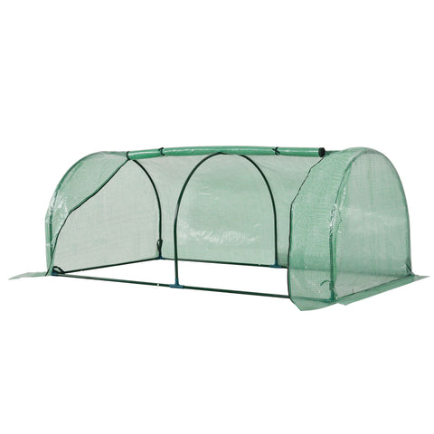 Rootz Greenhouse with Door - Cold Frame - Plant House - Steel & Plastic - Protect Plants - 200 x 100 x 80 cm - Green