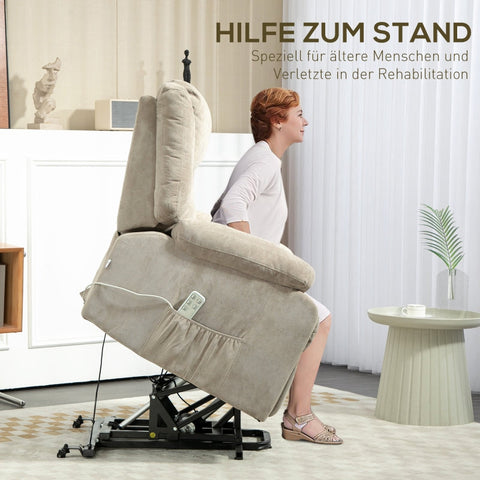 Rootz Electric Reclining Chair - Lift Chair - Zero Gravity Senior Chair - Stand-Up Aid - Mobility Assistance - Light Gray - Plush - 91cm x 93cm x 105cm