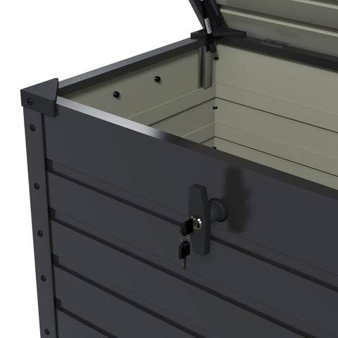 Rootz Outdoor Storage Box - Garden Box - Cushion Box - Weather Resistant - 4 Wheels - 100cm x 62cm x 65cm - Dark Gray