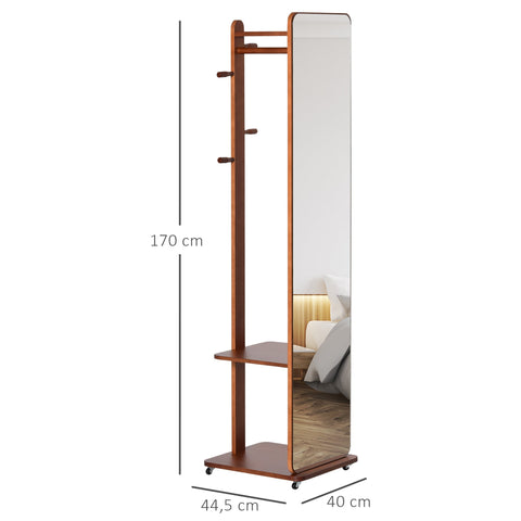 Rootz Standing Mirror - Dressing Mirror - Bedroom Mirror - Easy Mobility - 40cm x 44.5cm x 170cm