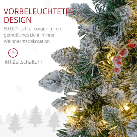 Rootz Christmas Wreath - Artificial Pine Wreath - LED Lights - Snowy Tips - 210 Tips - 50 Warm White Lights - Ø60cm x 10cm