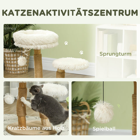 Rootz 24" Cat Tree - Cat Tower - Scratching Post - Soft Washable Bed - 50cm x 47cm x 61.5cm For Cats Up to 5kg