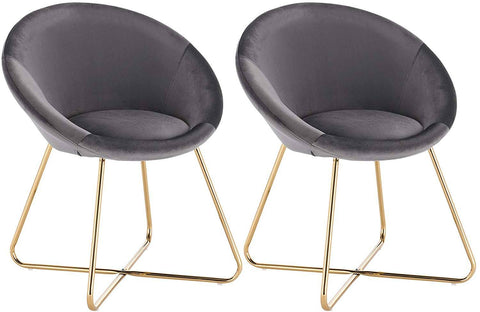 Rootz set van 2 eetkamerstoelen - met fluweel beklede stoelen - vergulde metalen poten - comfortabel, duurzaam, vloerveilig - 76 cm x 36 cm x 40 cm